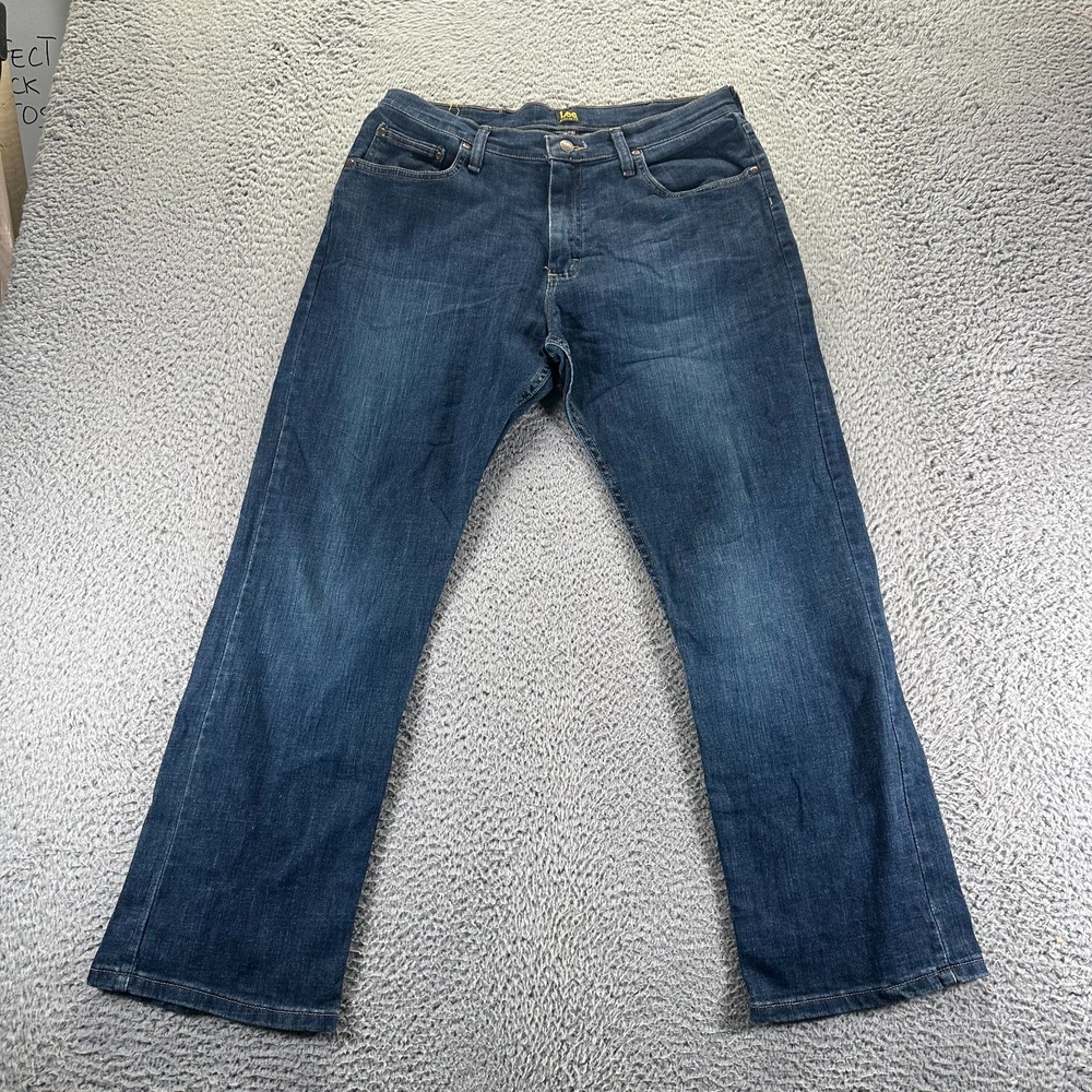 Lee Jeans Boys 18H Blue Cotton Denim Straight Utility‎ Workwear Stretch Faded
